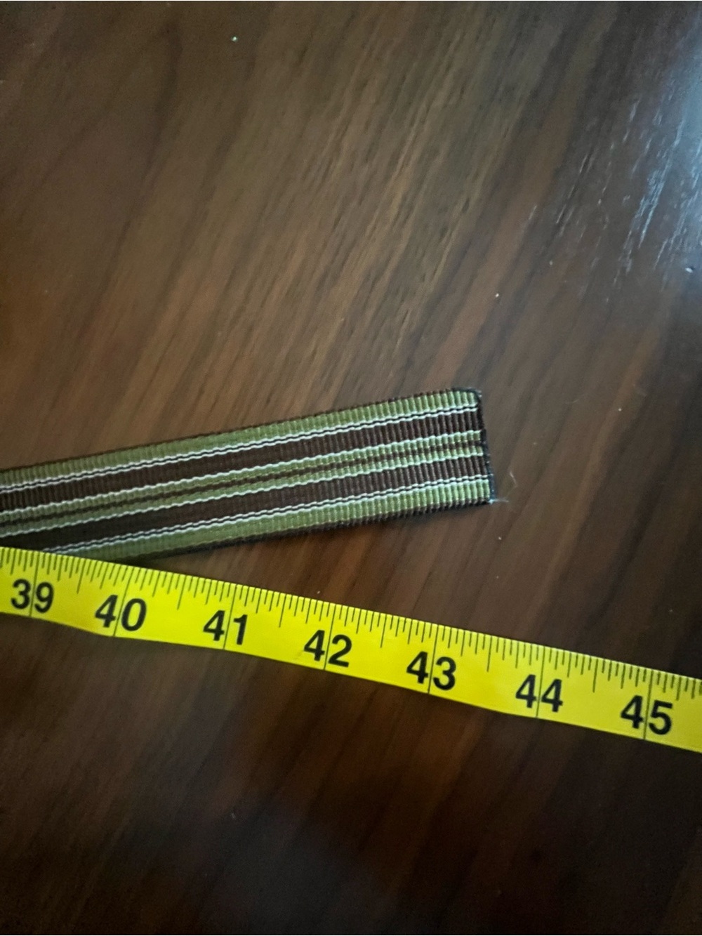 Bison Designs Striped Olive and Brown Web Belt with Black Buckle - Size M - Picture 6 of 6
